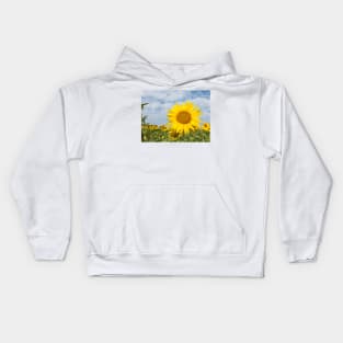 Sunflowers in a field Kids Hoodie